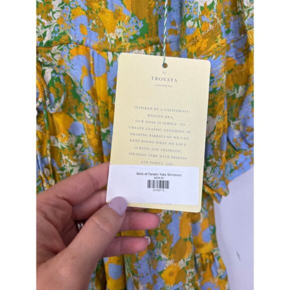 NWT Birds of Paradis Yulia Long Sleeve Fit & Flare Shirtdress in Golden Briar - Picture 6 of 8